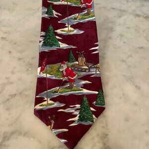 OSCAR DE LA RENTA Vintage Santa Golf Silk Tie